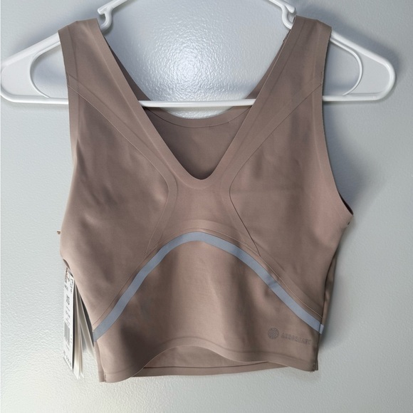 Adidas Tan and Gray Sports Bra with V-Neckline AeroReady - Picture 1 of 8